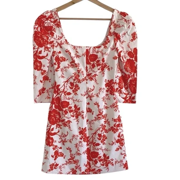 Cara Cara Belinda Dress Women’s Size 0 Mini Tomato Vintage Floral White NWT‎